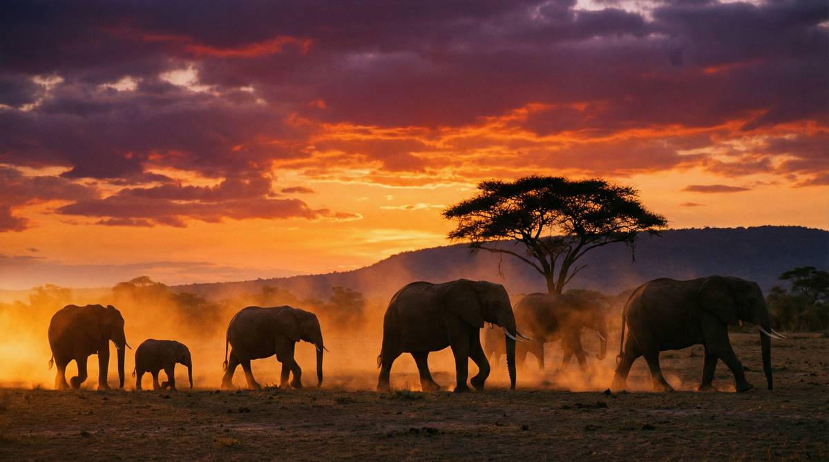 猎奇非洲象群迁徙视频