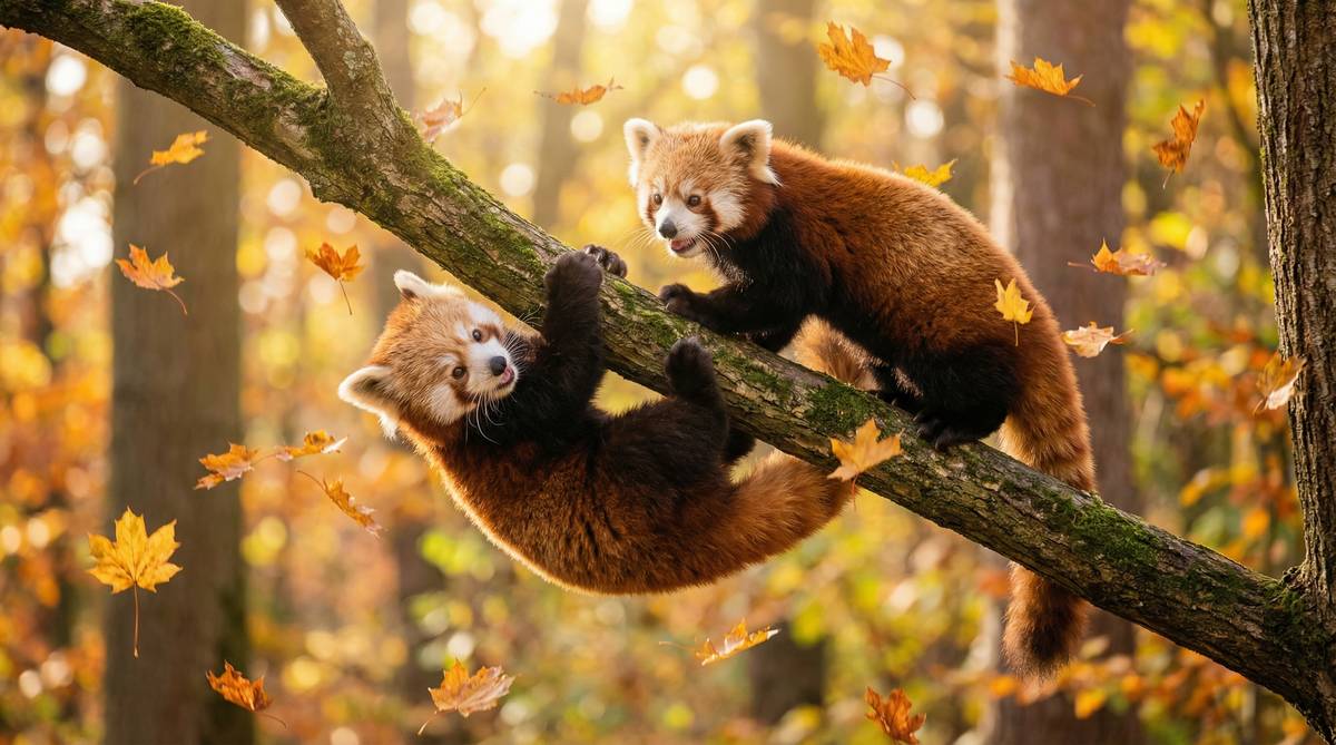 猎奇小熊猫秋日视频